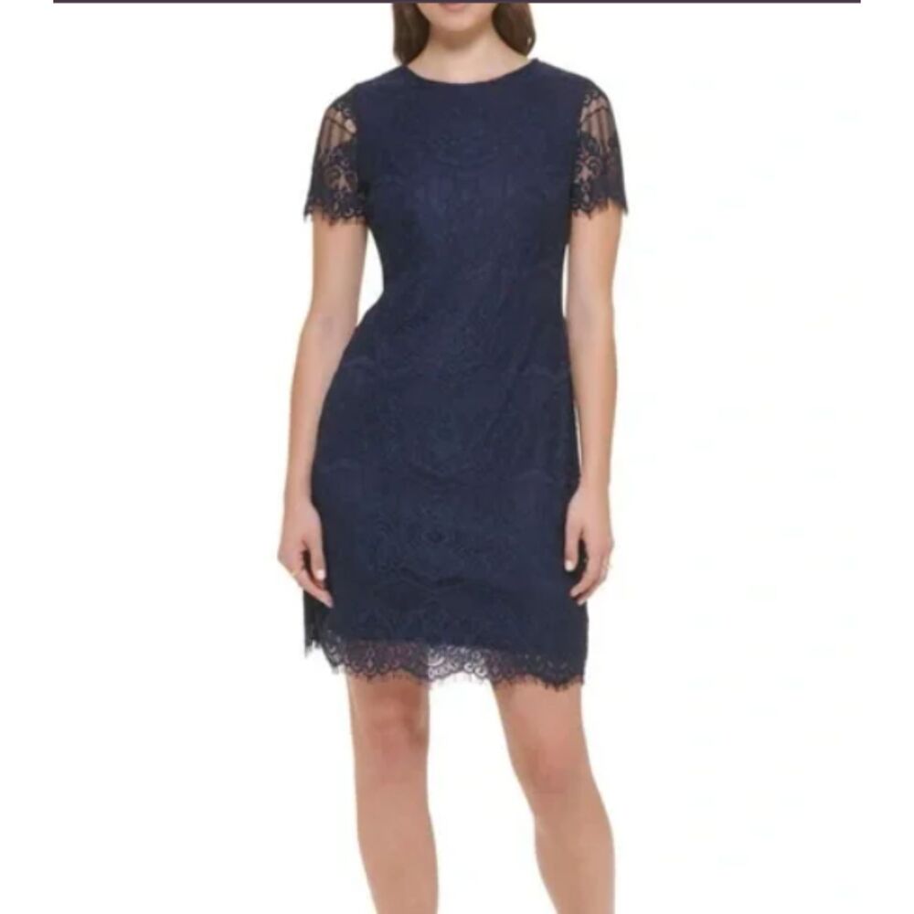 Kensie Midnight Blue Lace Mini Dress Size 6 Cocktail Evening